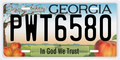 GA license plate PWT6580