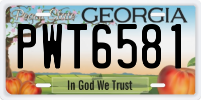GA license plate PWT6581