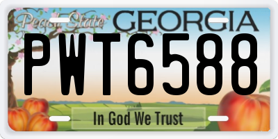 GA license plate PWT6588