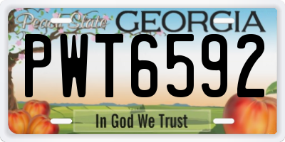 GA license plate PWT6592