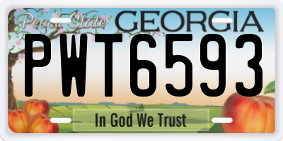 GA license plate PWT6593