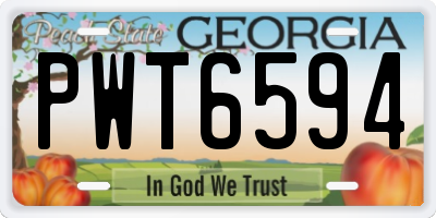 GA license plate PWT6594