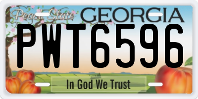 GA license plate PWT6596