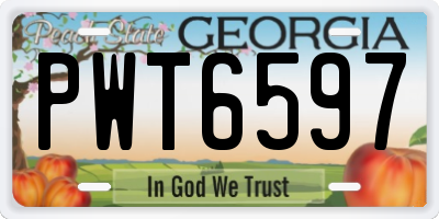GA license plate PWT6597