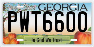 GA license plate PWT6600