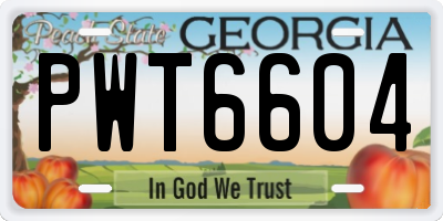 GA license plate PWT6604
