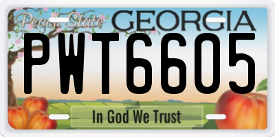 GA license plate PWT6605