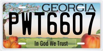GA license plate PWT6607