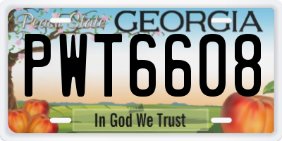 GA license plate PWT6608