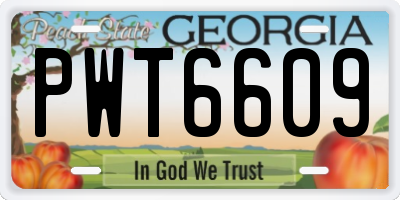 GA license plate PWT6609