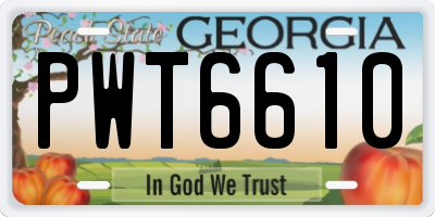 GA license plate PWT6610