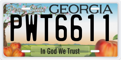 GA license plate PWT6611