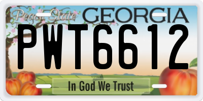 GA license plate PWT6612