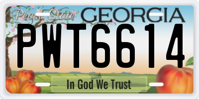 GA license plate PWT6614