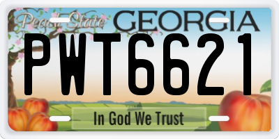 GA license plate PWT6621