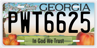 GA license plate PWT6625