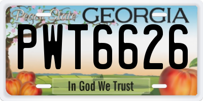 GA license plate PWT6626