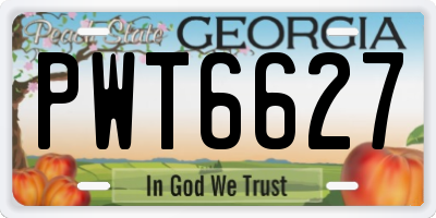 GA license plate PWT6627