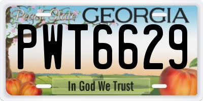GA license plate PWT6629