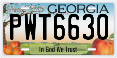 GA license plate PWT6630
