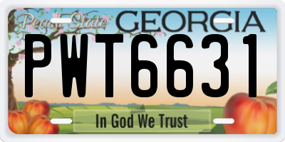 GA license plate PWT6631