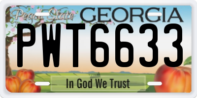 GA license plate PWT6633