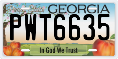 GA license plate PWT6635