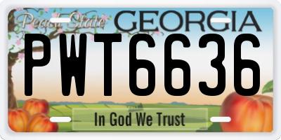 GA license plate PWT6636