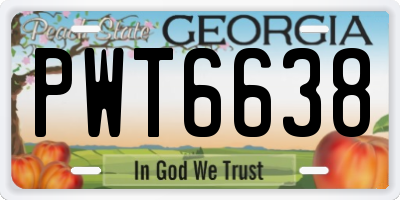 GA license plate PWT6638