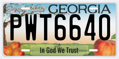 GA license plate PWT6640