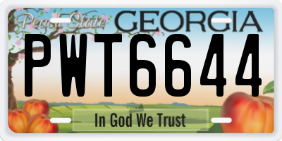 GA license plate PWT6644