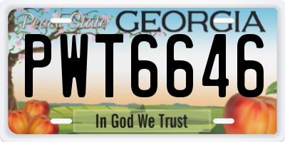 GA license plate PWT6646