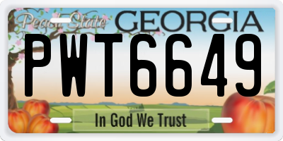 GA license plate PWT6649