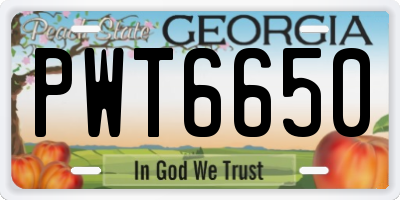GA license plate PWT6650