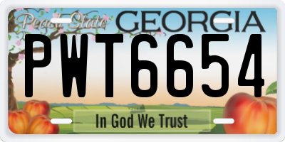 GA license plate PWT6654