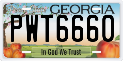 GA license plate PWT6660