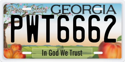 GA license plate PWT6662