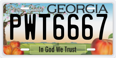 GA license plate PWT6667