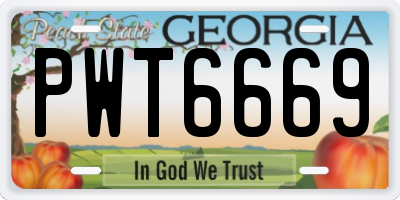 GA license plate PWT6669