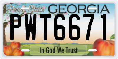 GA license plate PWT6671