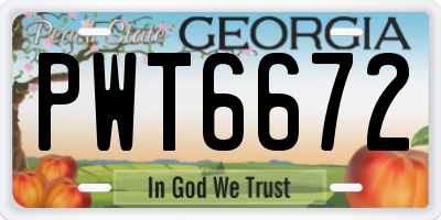 GA license plate PWT6672