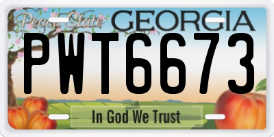 GA license plate PWT6673