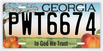 GA license plate PWT6674