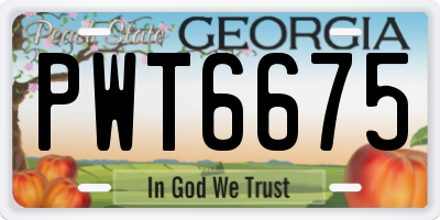 GA license plate PWT6675