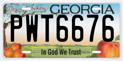 GA license plate PWT6676