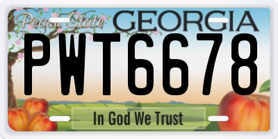 GA license plate PWT6678