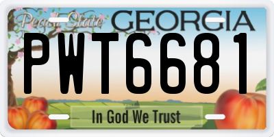 GA license plate PWT6681