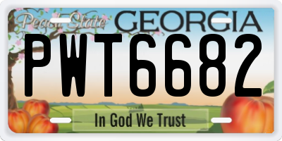 GA license plate PWT6682