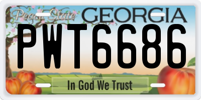 GA license plate PWT6686