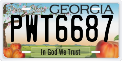 GA license plate PWT6687